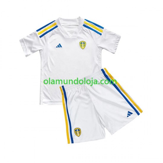 Camisola Leeds United Criança Equipamento Primeiro 2023-2024 Manga Curta